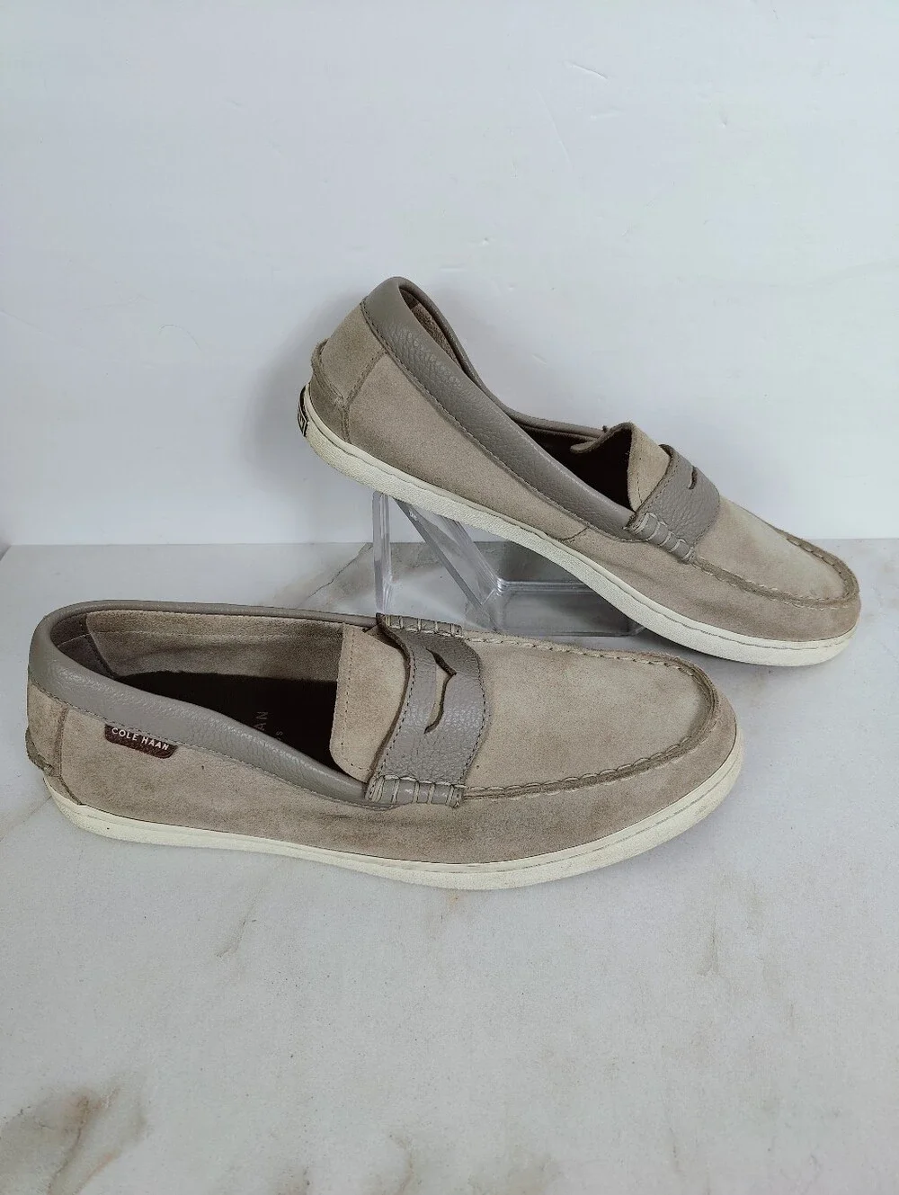 Cole Haan Men's Grand.OS Pinch Weekender Loafers Tan Grey Suede, Sz 11